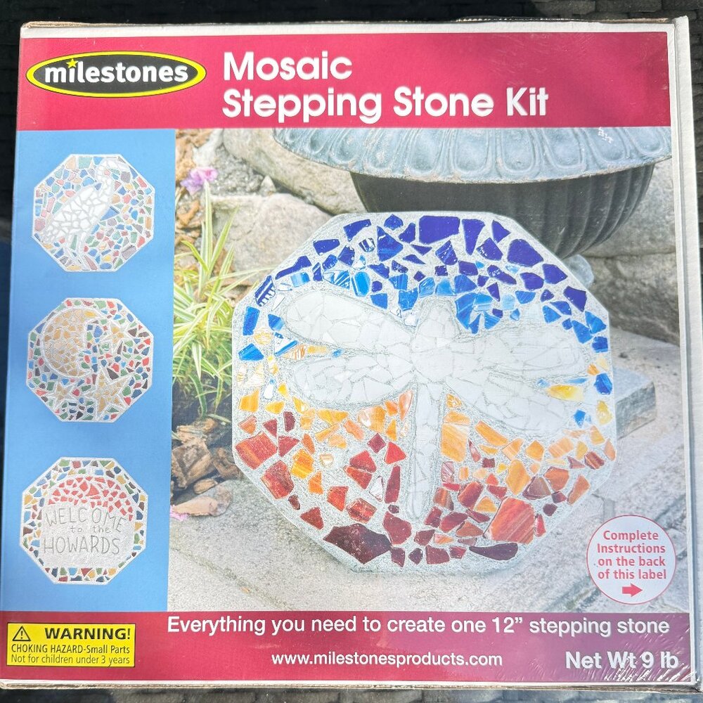 Milestones Mosaic Stepping Stone Kit Craft Kit 12" DIY Garden Stone New